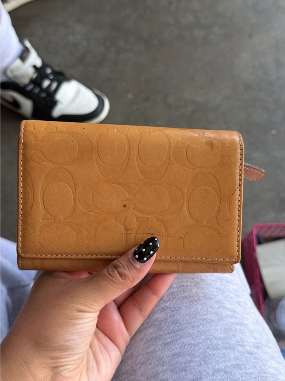 Coach Tan Embossed Signature Leather Wallet